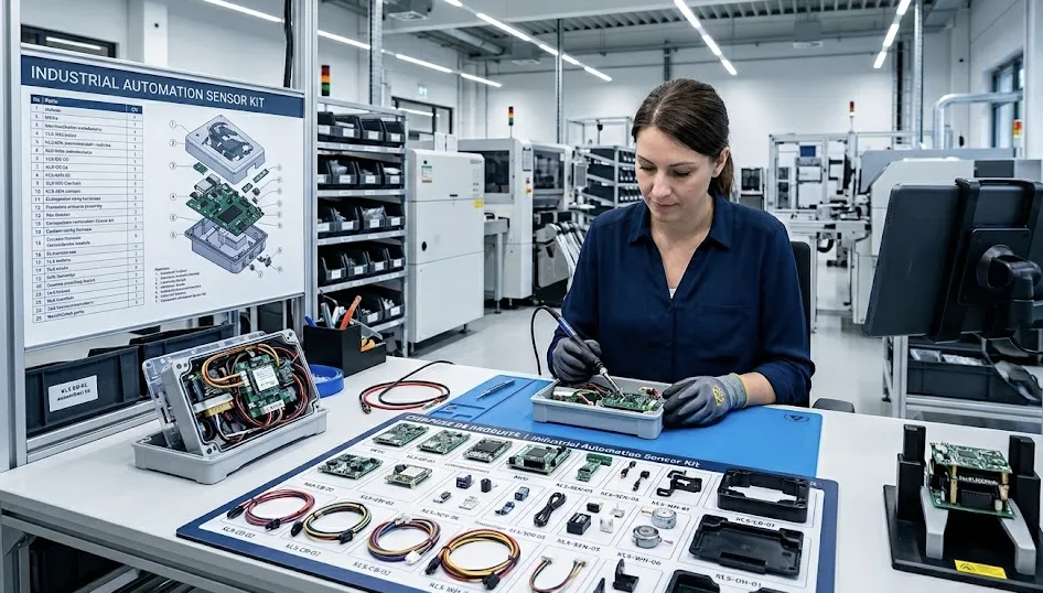 Virtuelles Set: zusammengesetztes Produkt aus seinen Komponenten im Lager